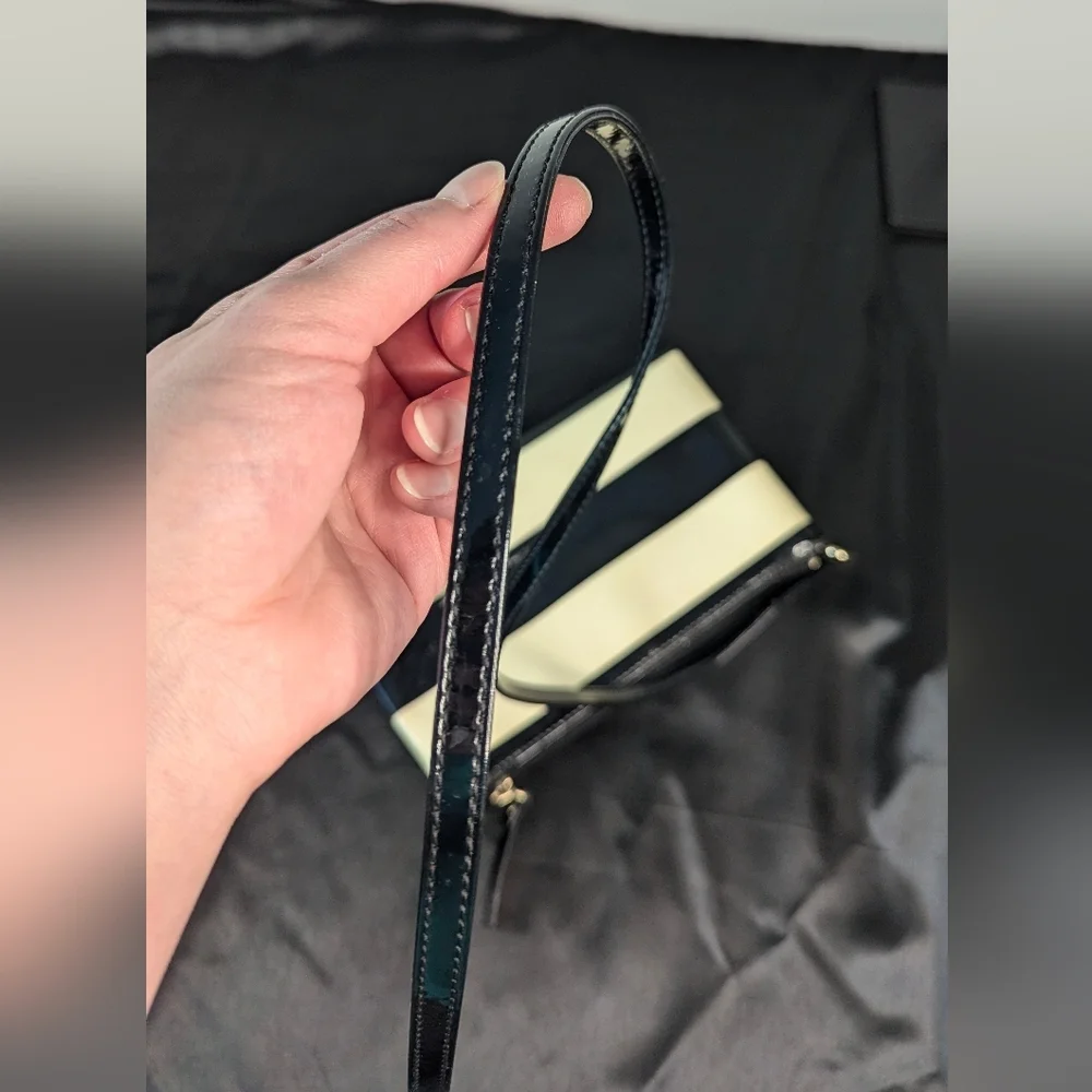 Kate Spade Crossbody PROJECT BAG Small Black Cream Striped PVC Magenta Hot Pink - Picture 4 of 12